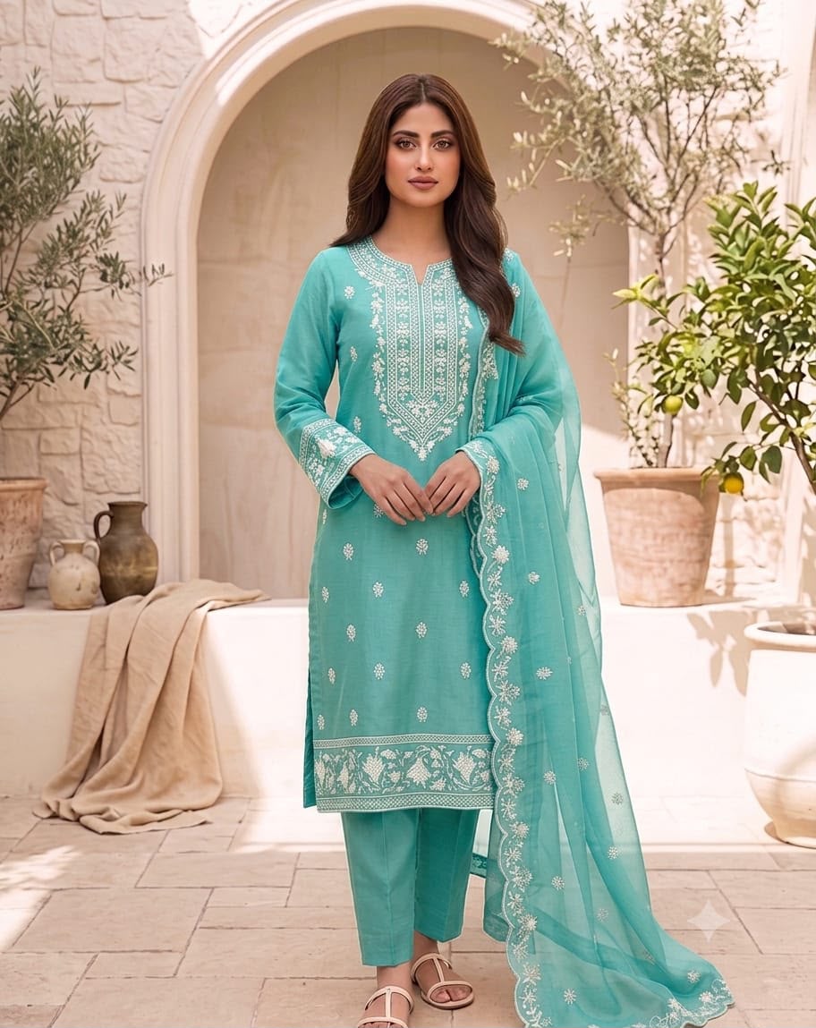 BAREEZE EMBRIODERY 3 PIECE LAWN