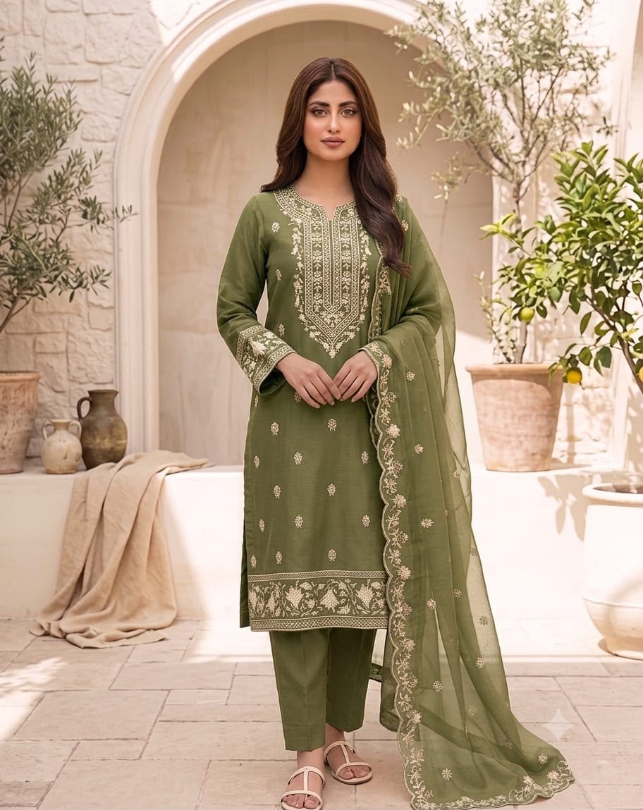 BAREEZE EMBRIODERY 3 PIECE LAWN