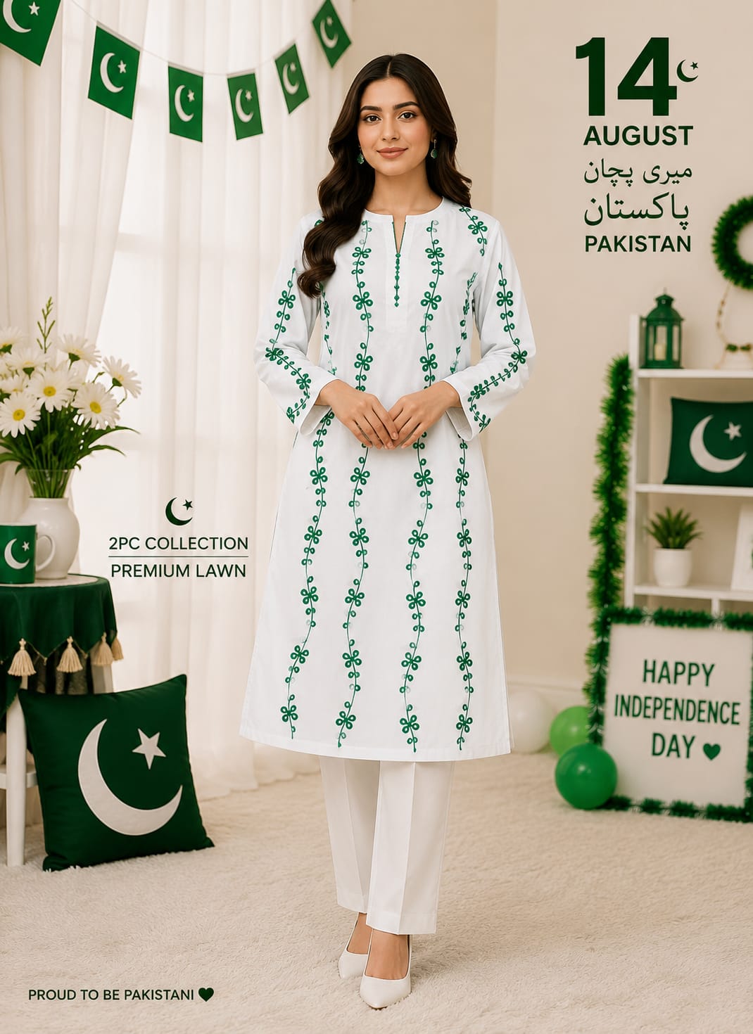 Embroidery 2 PC Happy Independence Day Lawn