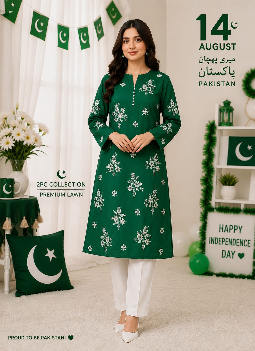 Embroidery 2 PC Happy Independence Day Lawn
