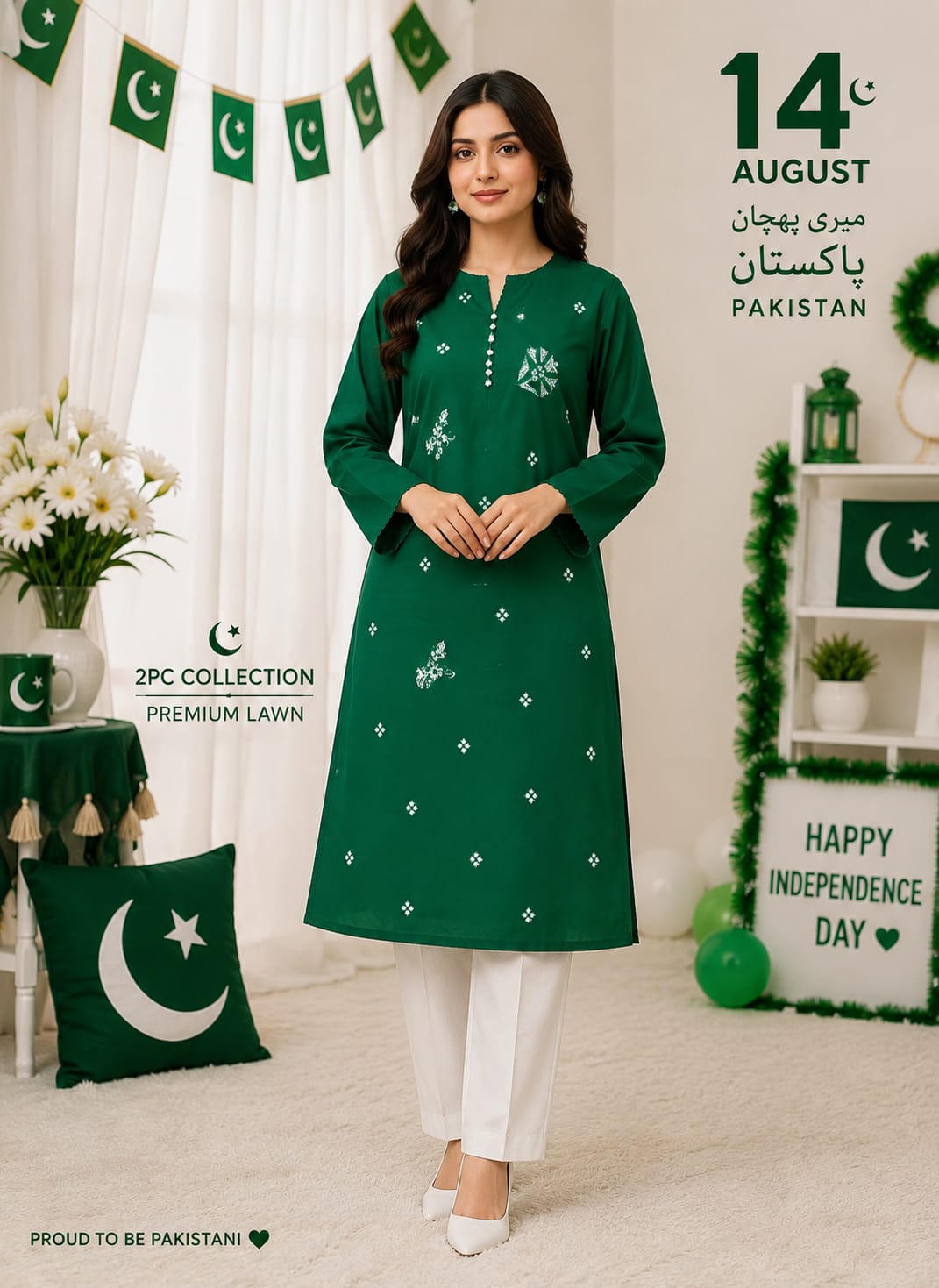Embroidery 2 PC Happy Independence Day Lawn