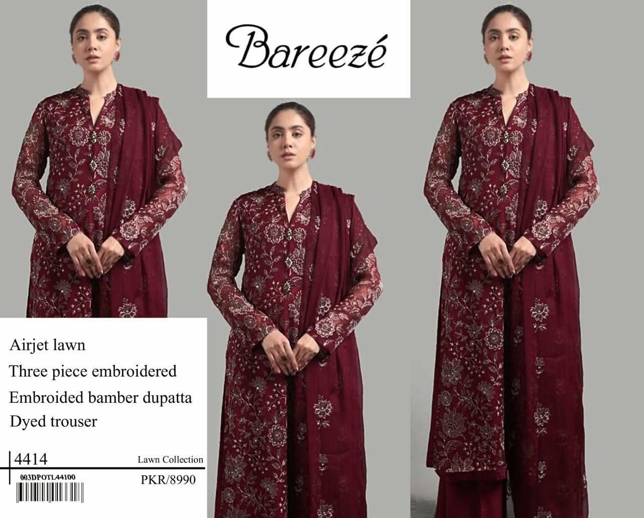 Bareeze Premium Airjet Lawn 3-Piece Suit