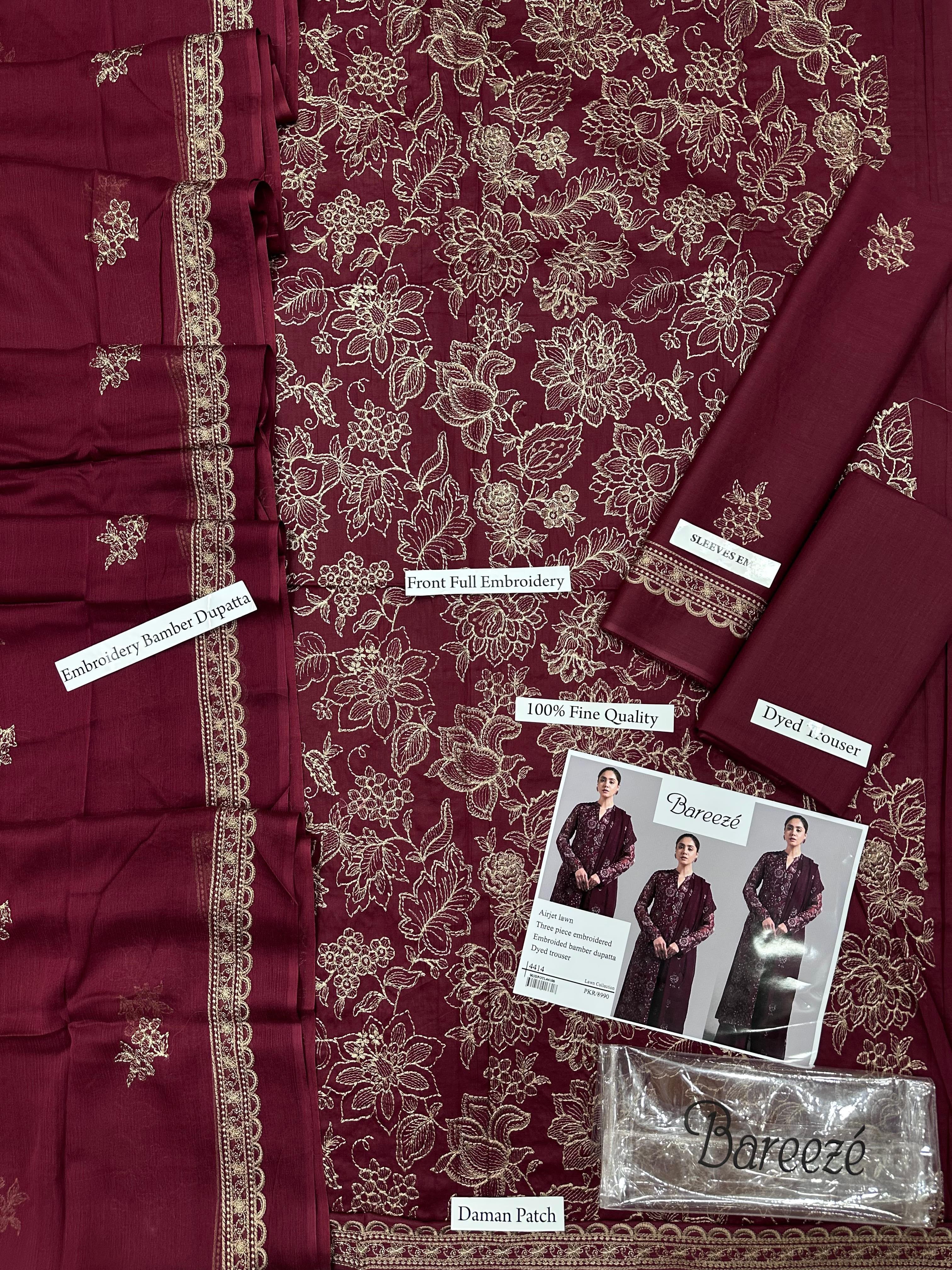 Bareeze Premium Airjet Lawn 3-Piece Suit