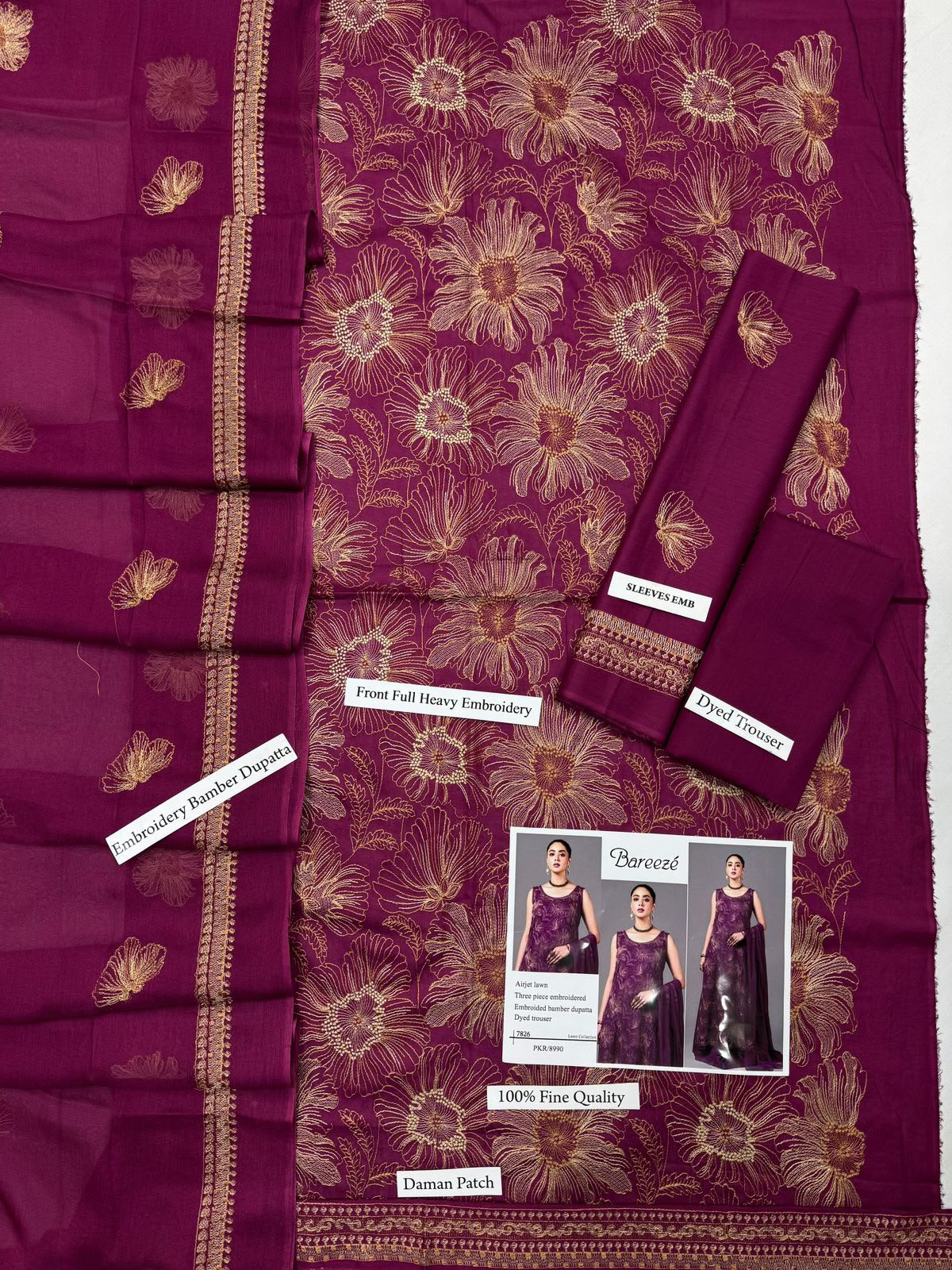 Bareeze Premium Airjet Lawn 3-Piece Suit