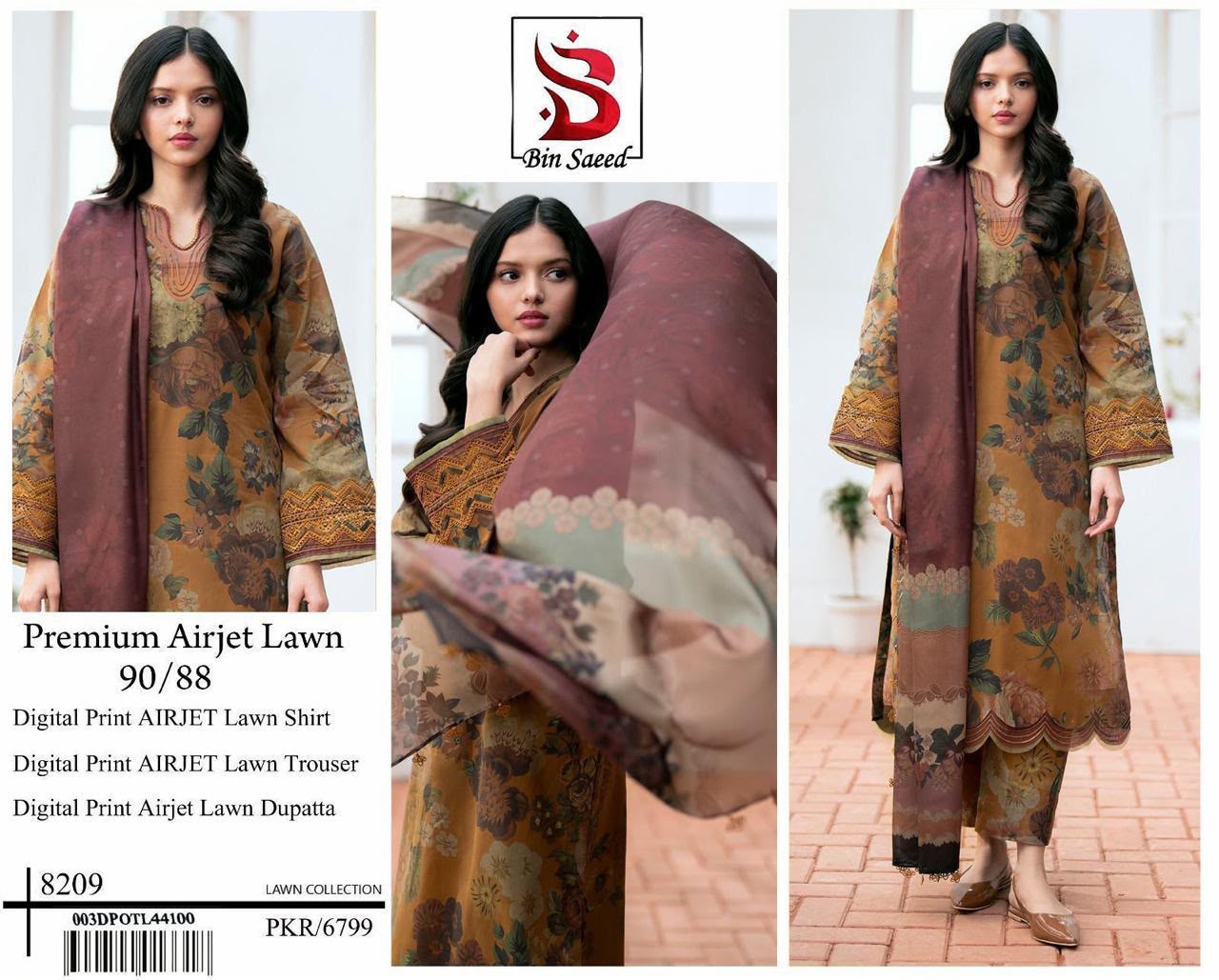 Bin Saeed Airjet Lawn 3-Piece Suit