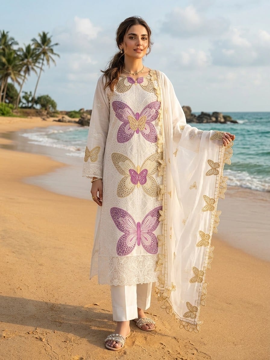 Maria B -Chikankari Embroidered 3 PIECE Lawn