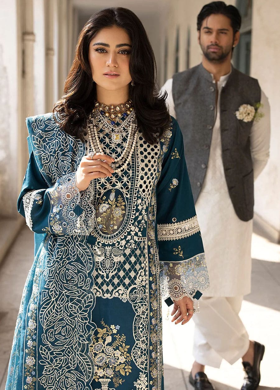 MAHNUR* embroidered lawn luxury unstitched 3pc