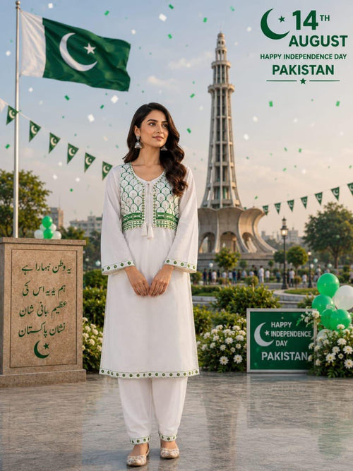 14 August 2 PC STITCHED EMBROIDERY NATIONAL DRESS