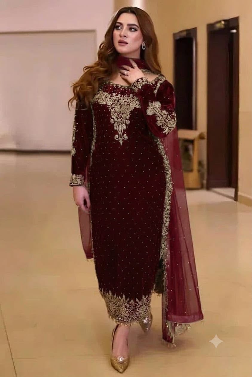 Ahmozi Presenting aneelas Chiffon Embroidered Unstitched Collection Suit