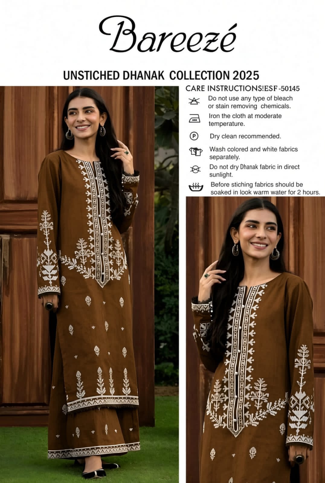 BAREEZE-DHANAK EMBROIDERED 2PC