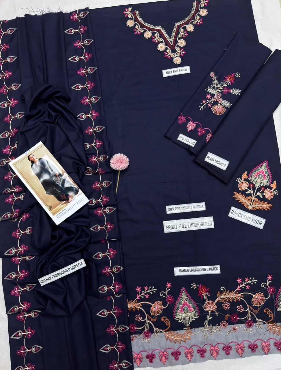 QALAMKAR – PREMIUM 3PC DHANAK SUIT