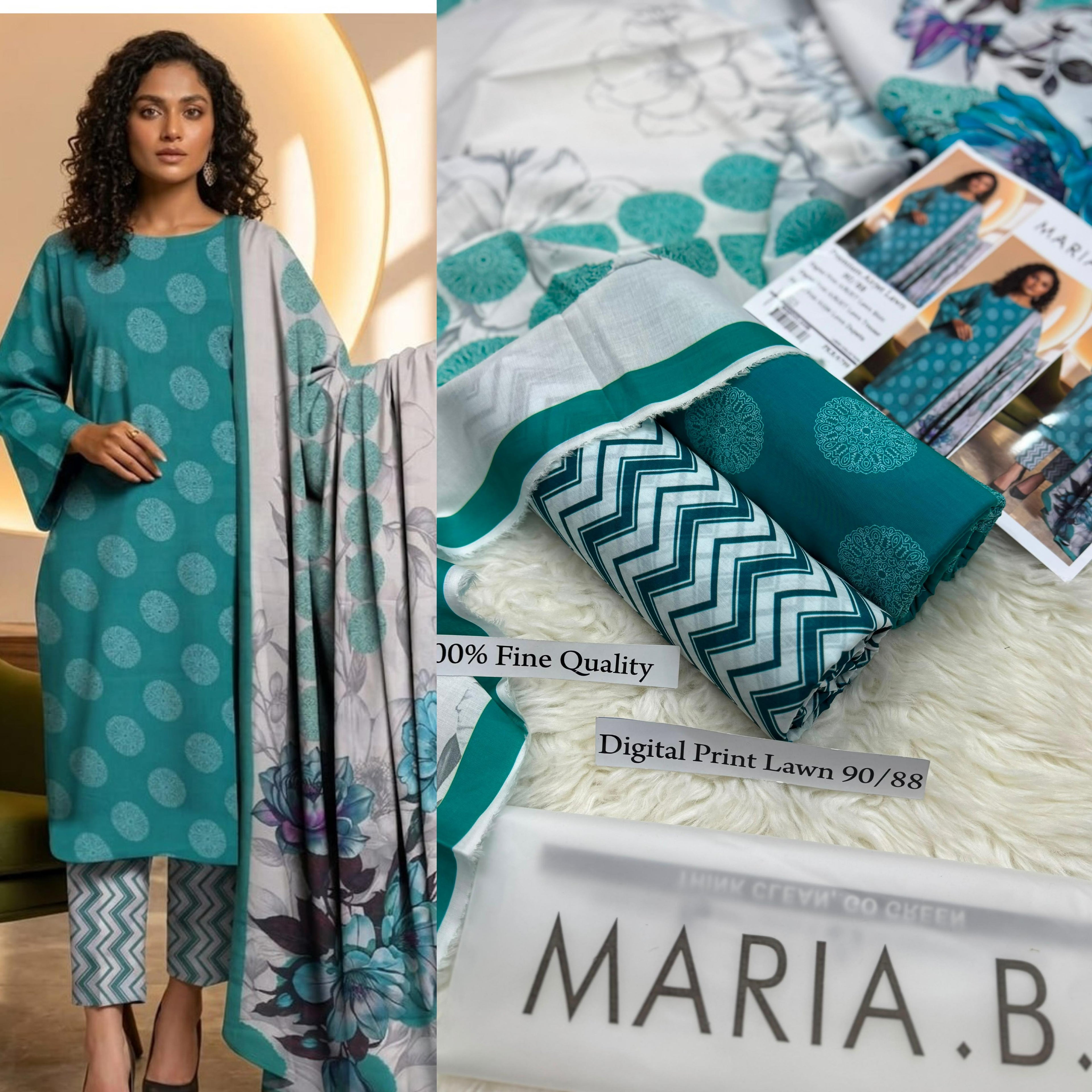 MARIA B Premium Digital Print Airjet 3 pc Lawn