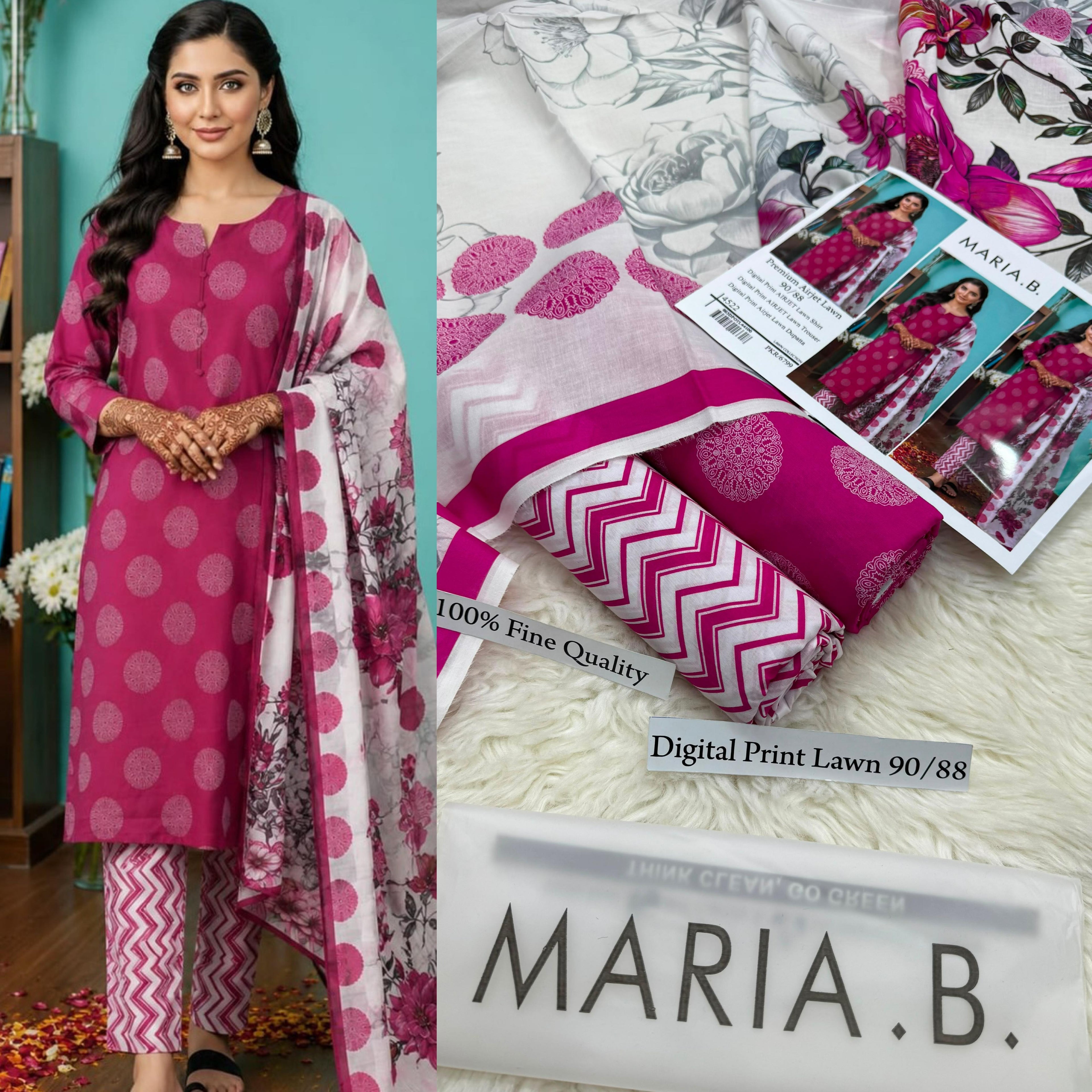 MARIA B Premium Digital Print Airjet 3 pc Lawn