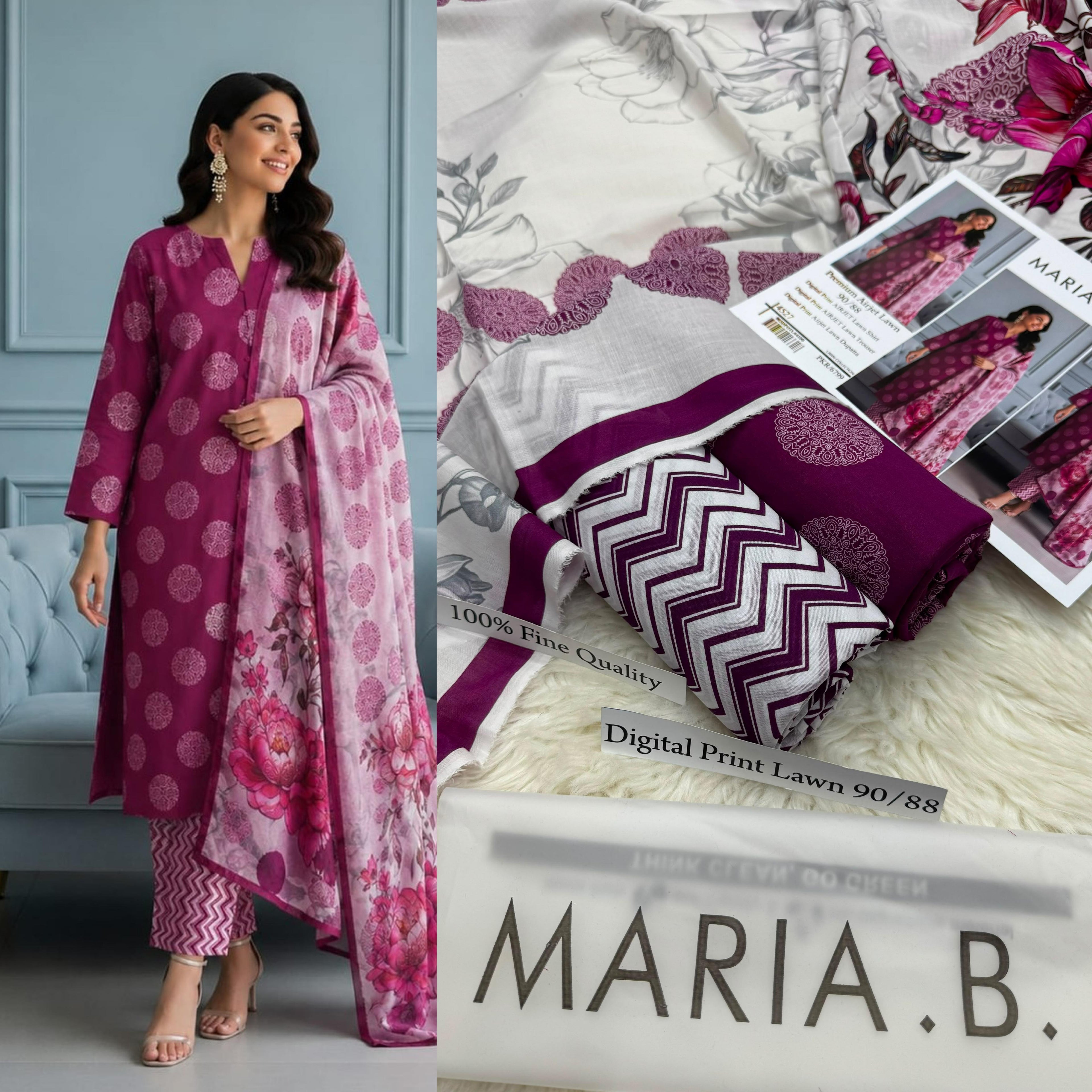 MARIA B Premium Digital Print Airjet 3 pc Lawn