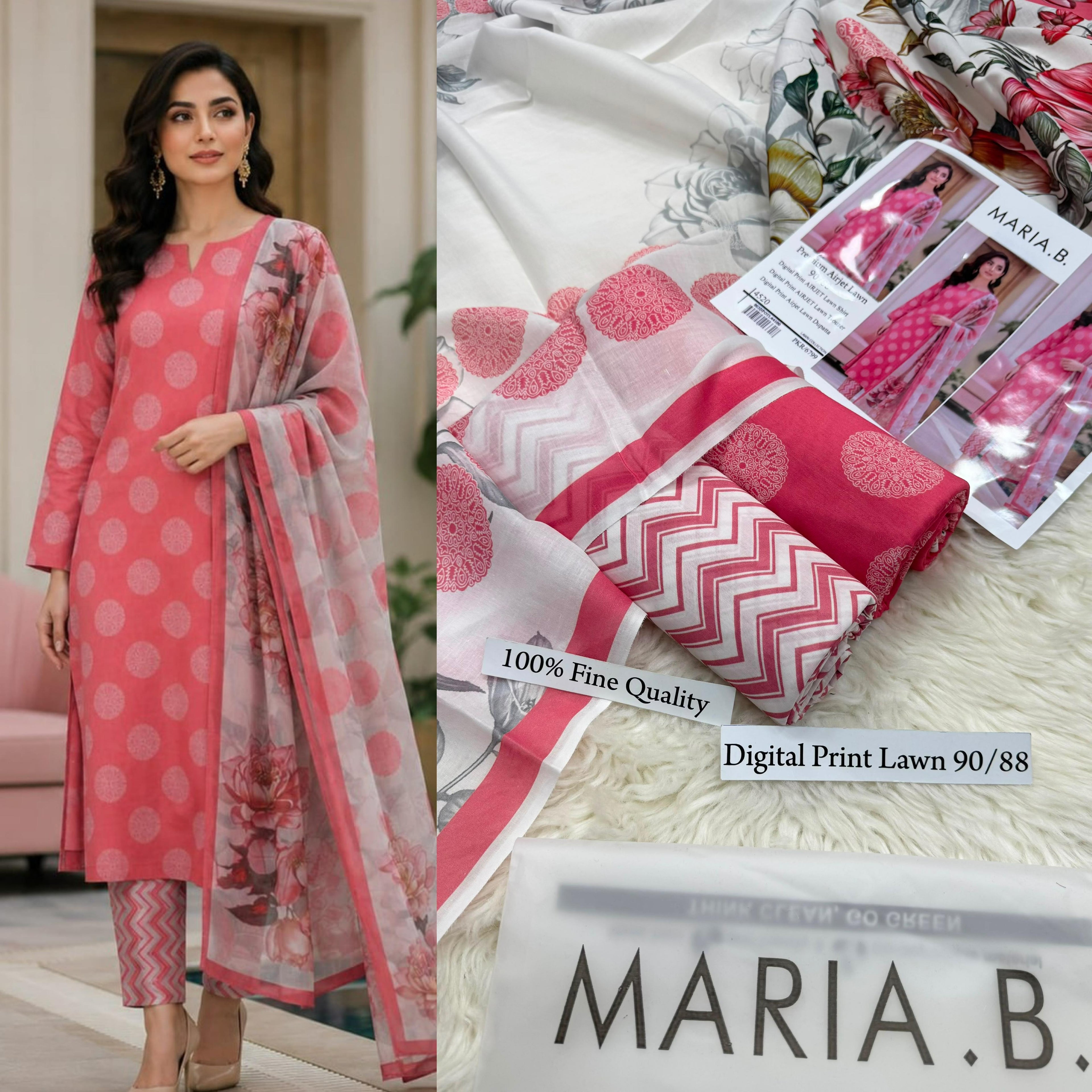 MARIA B Premium Digital Print Airjet 3 pc Lawn