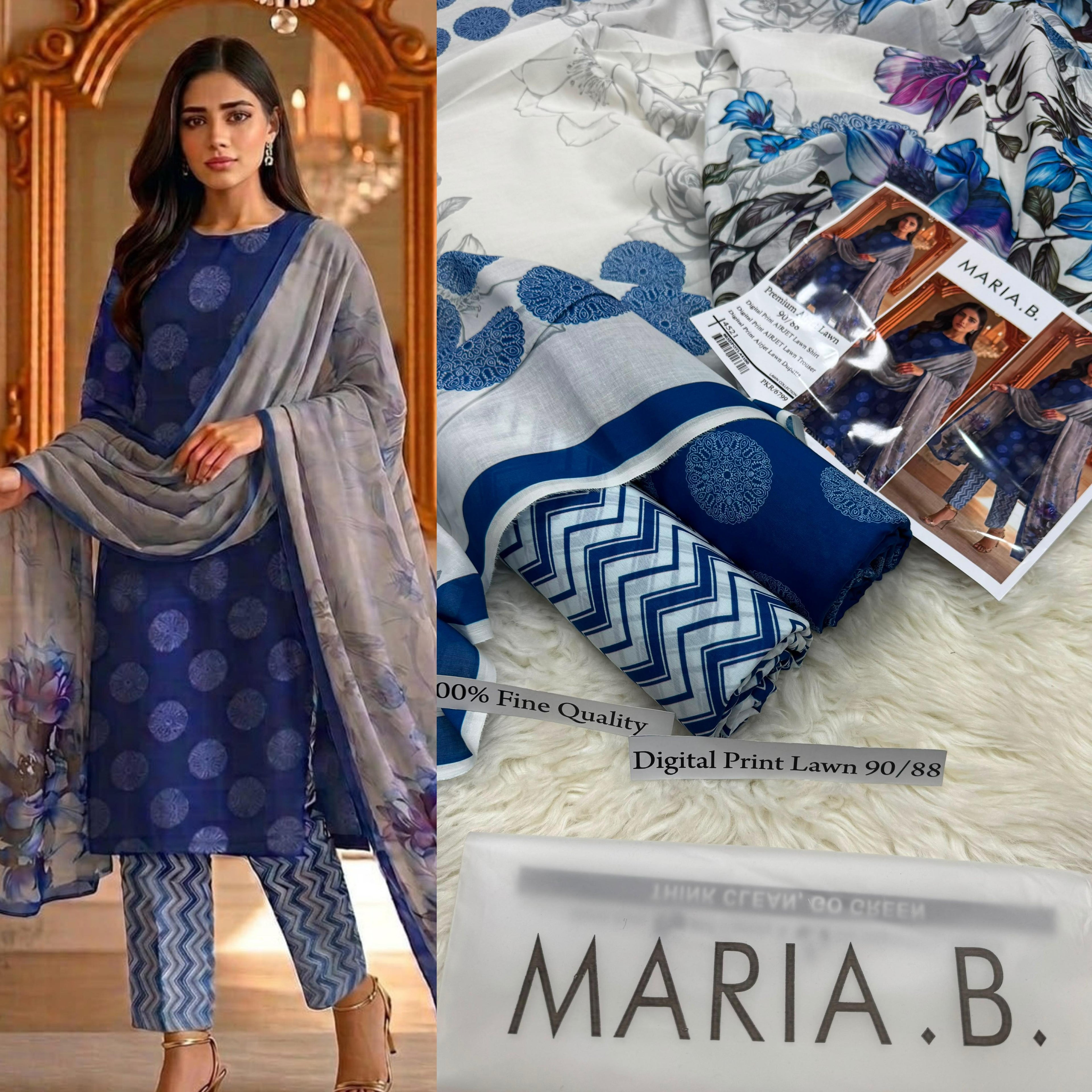 MARIA B Premium Digital Print Airjet 3 pc Lawn