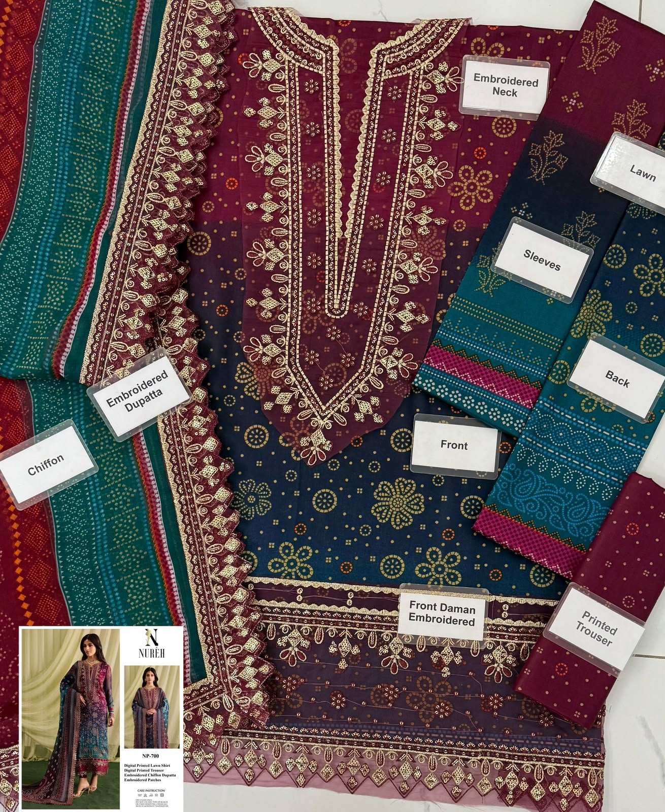 NUREH EMBROIDERY 3 PIECE SUIT