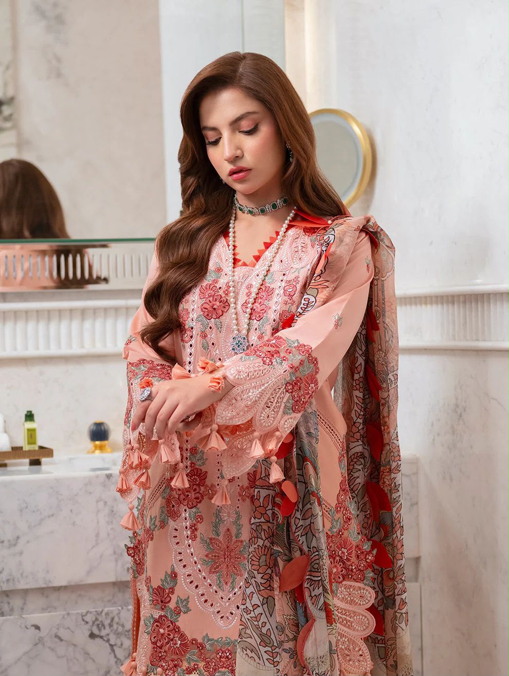 (JADE) 3 piece embroidery lawn
