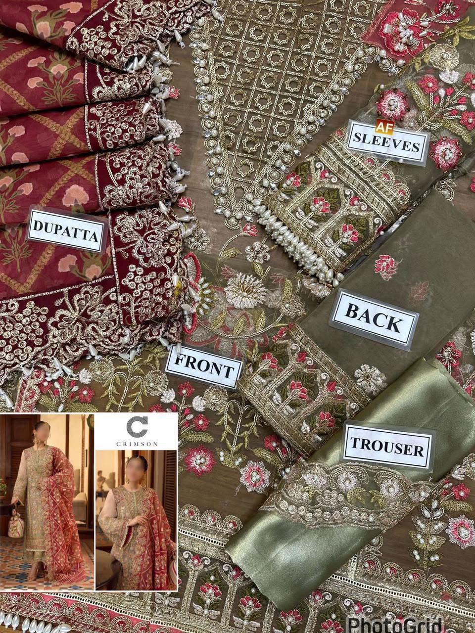 CRIMSON – Luxury Organza Collection Unstitched 3-Piece Suit