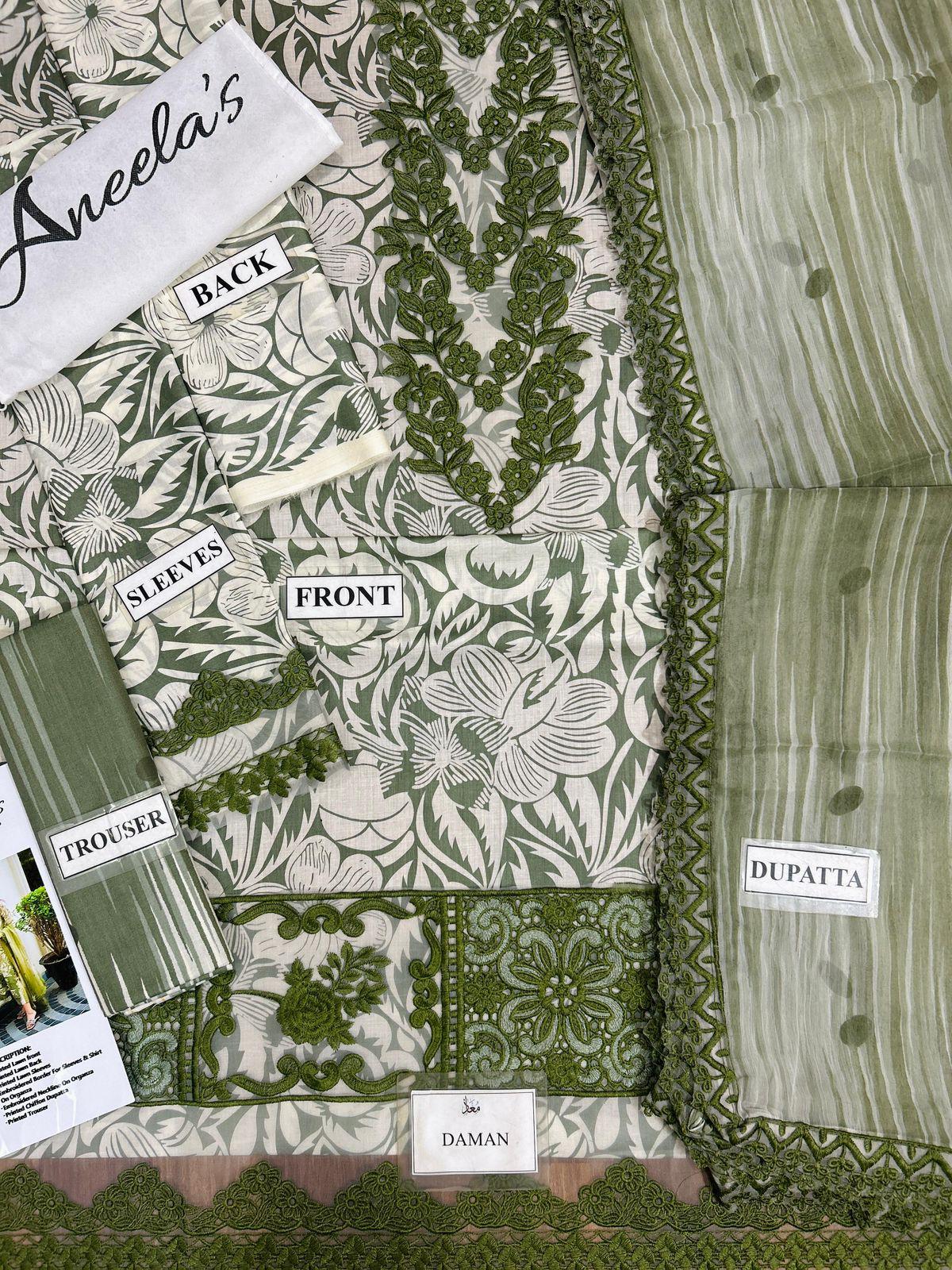 Aneela’s  3 piece lawn embroidery suit