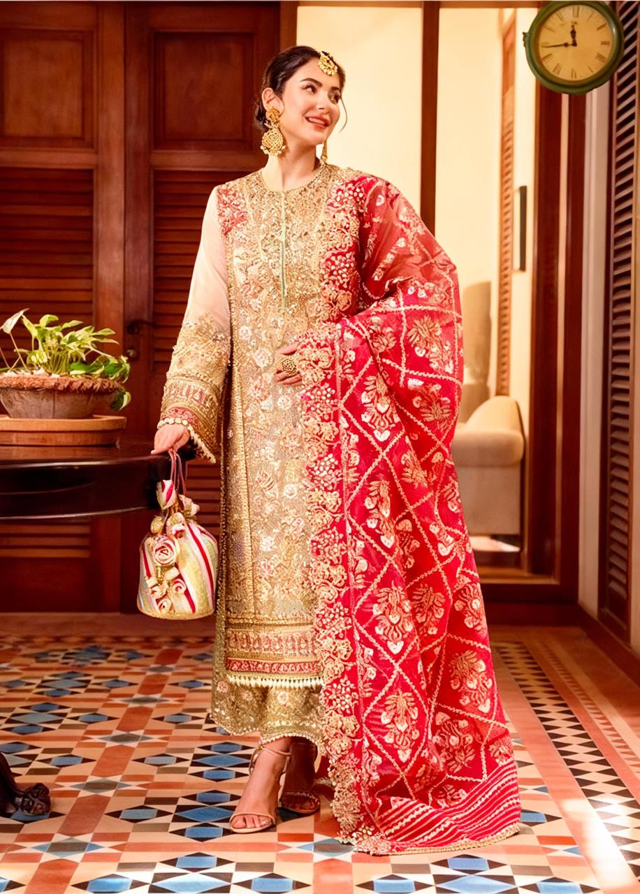 CRIMSON – Luxury Organza Collection Unstitched 3-Piece Suit