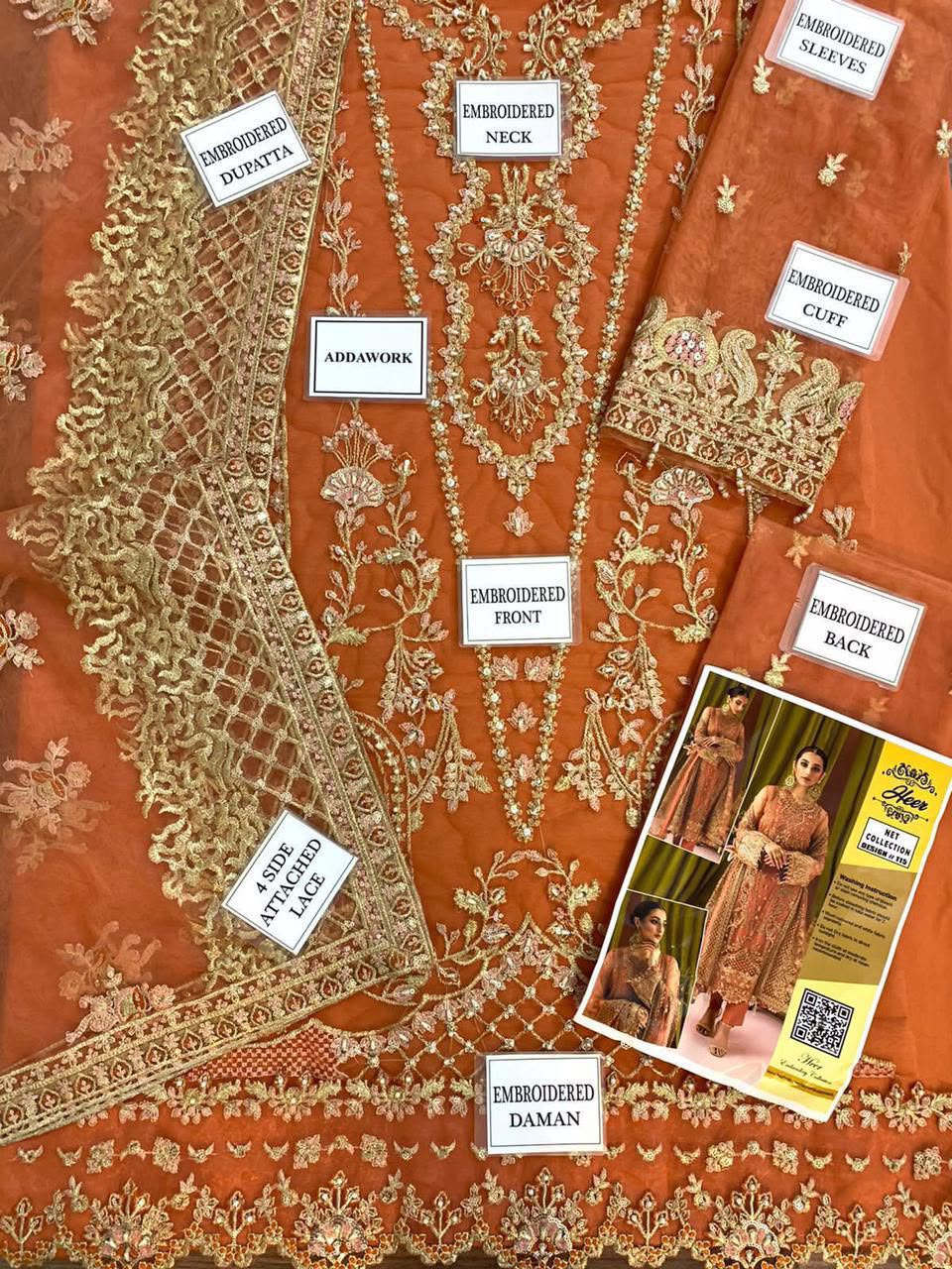 ZAHA – Luxury Net Collection Unstitched 3-Piece Suit