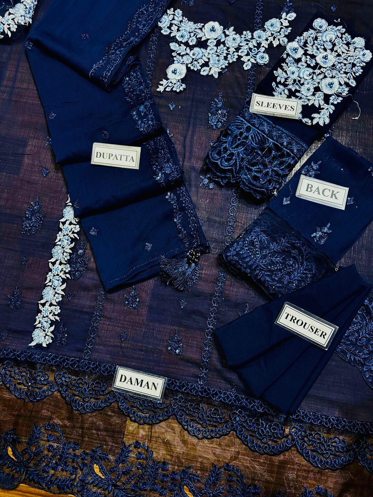 AZURE Replica-Heavy Embroidered Chiffon Suit