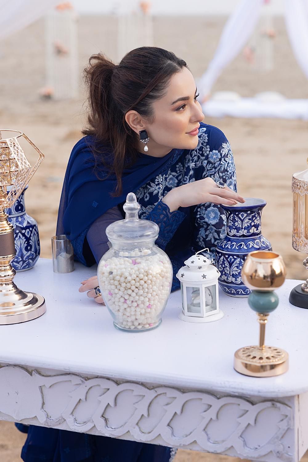 AZURE Replica-Heavy Embroidered Chiffon Suit
