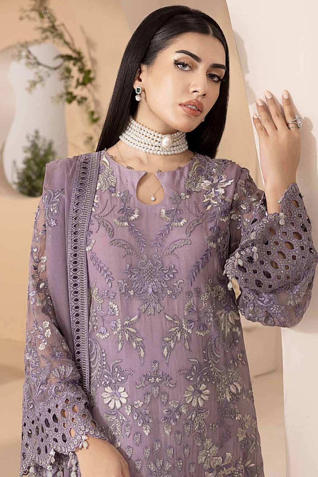 LAVISH-CHIFFON Suit With SILK Trouser
