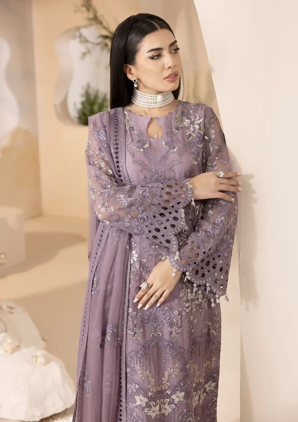 LAVISH-CHIFFON Suit With SILK Trouser