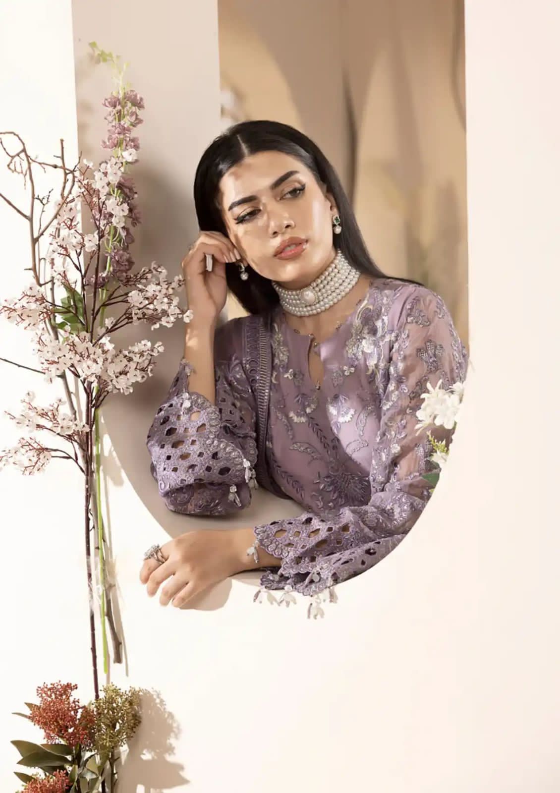 LAVISH-CHIFFON Suit With SILK Trouser