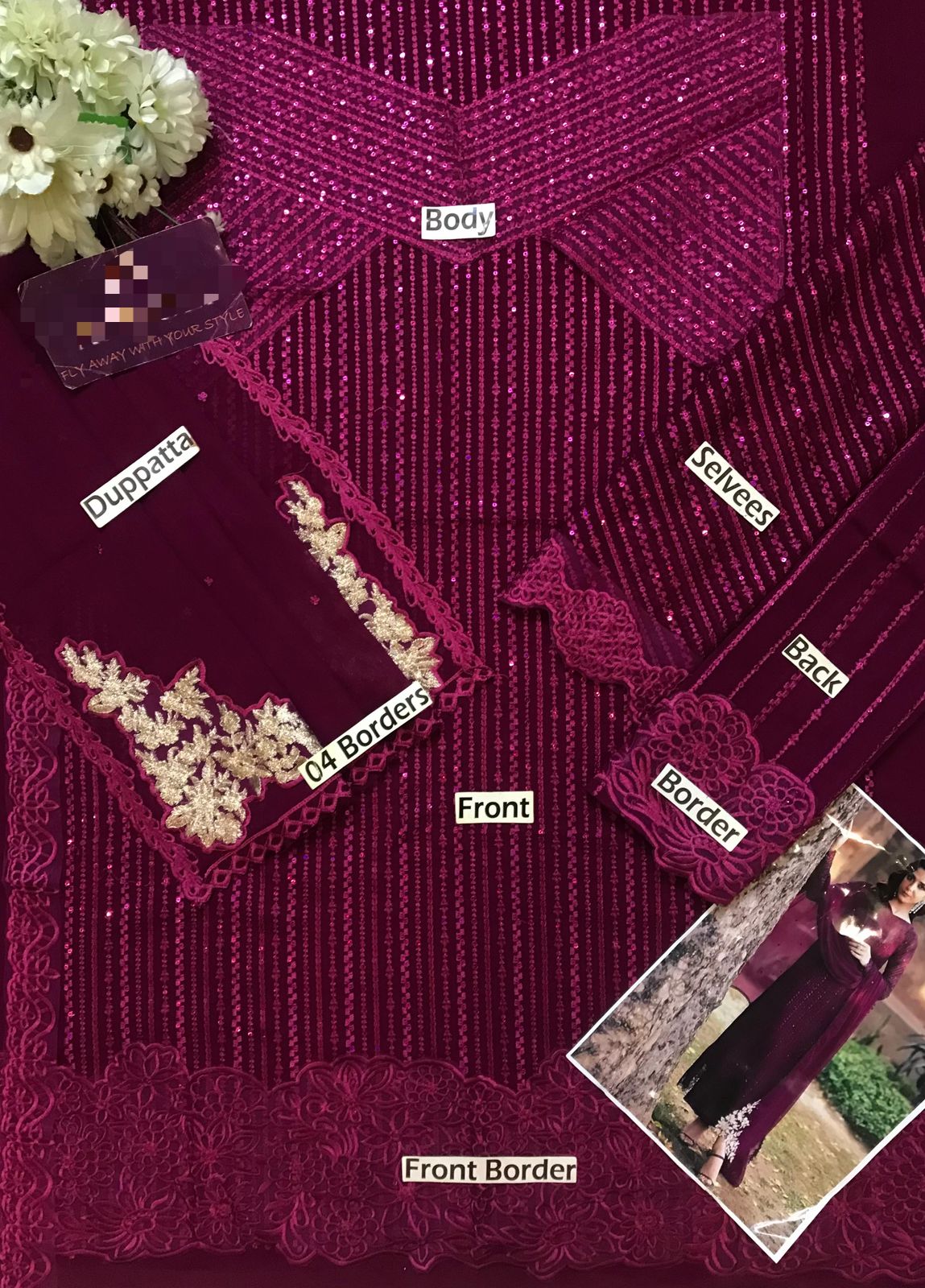 Azure-Unstitched 03 piece suit