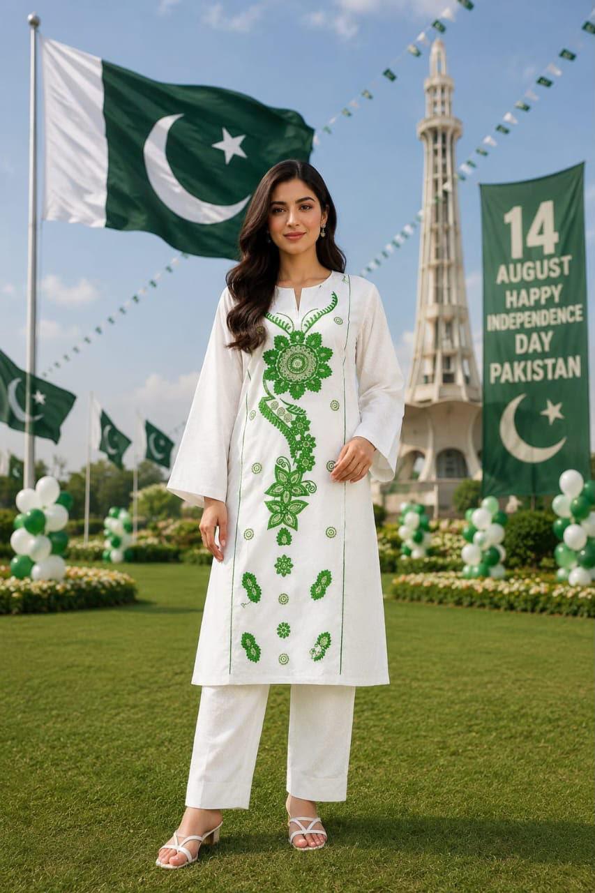 14 August 2 PC STITCHED EMBROIDERY NATIONAL DRESS