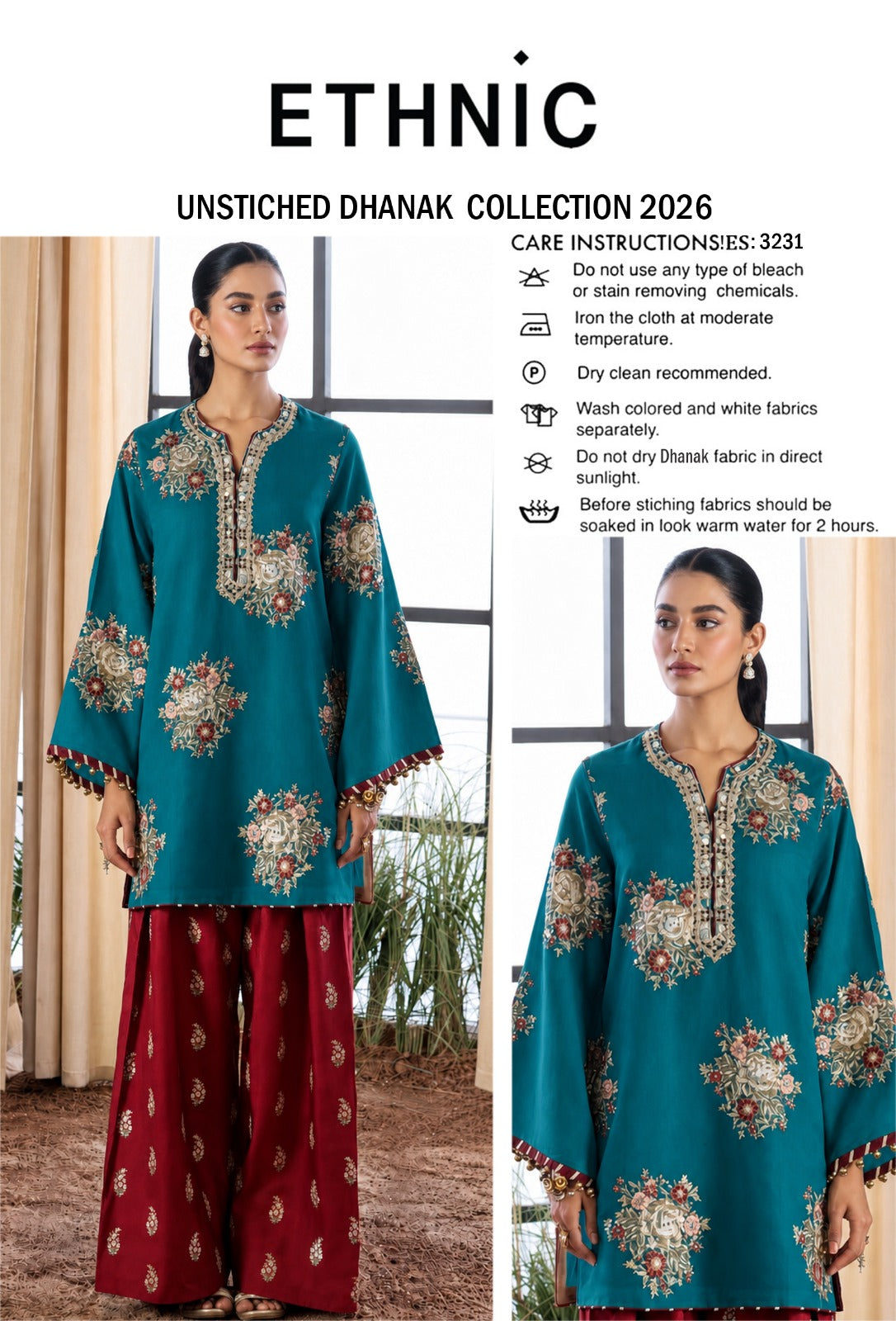 ETHNIC- DHANAK EMBROIDERED 2PC