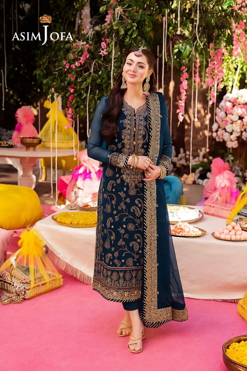 ASIM JOFA Replica Collection | Luxury Unstitched 3-Piece Chiffon Suit